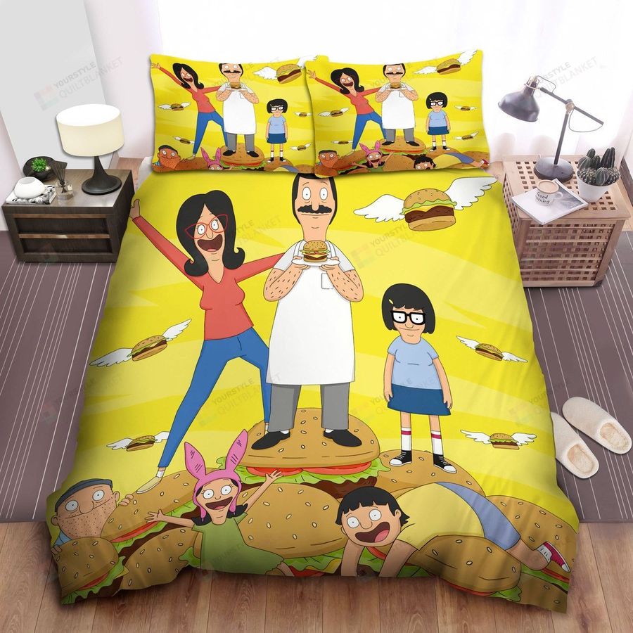 Bob's Burgers The Belchers And Flying Burgers Bed Sheets Spread Comforter Duvet Cover Bedding Sets