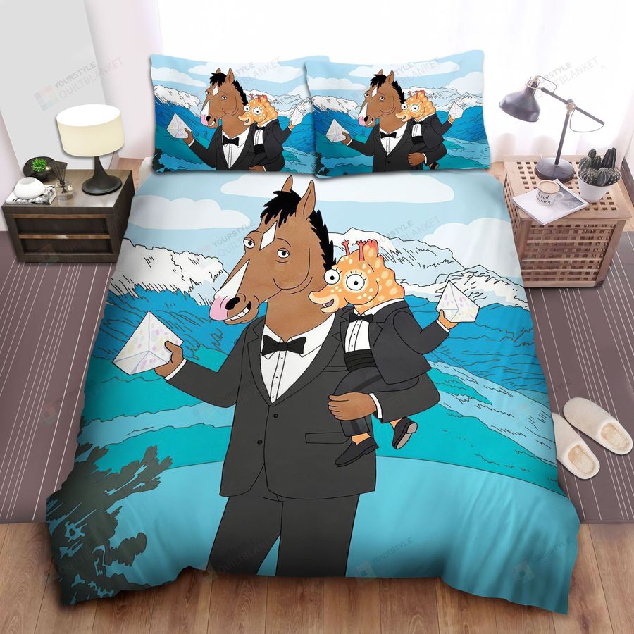 Bojack Horseman And Baby Seahorse Bed Sheets Spread Comforter Duvet Cover Bedding Sets