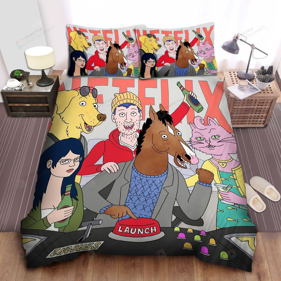Bojack Horseman The Main Characters Ready To Launch Bed Sheets Spread Comforter Duvet Cover Bedding Sets