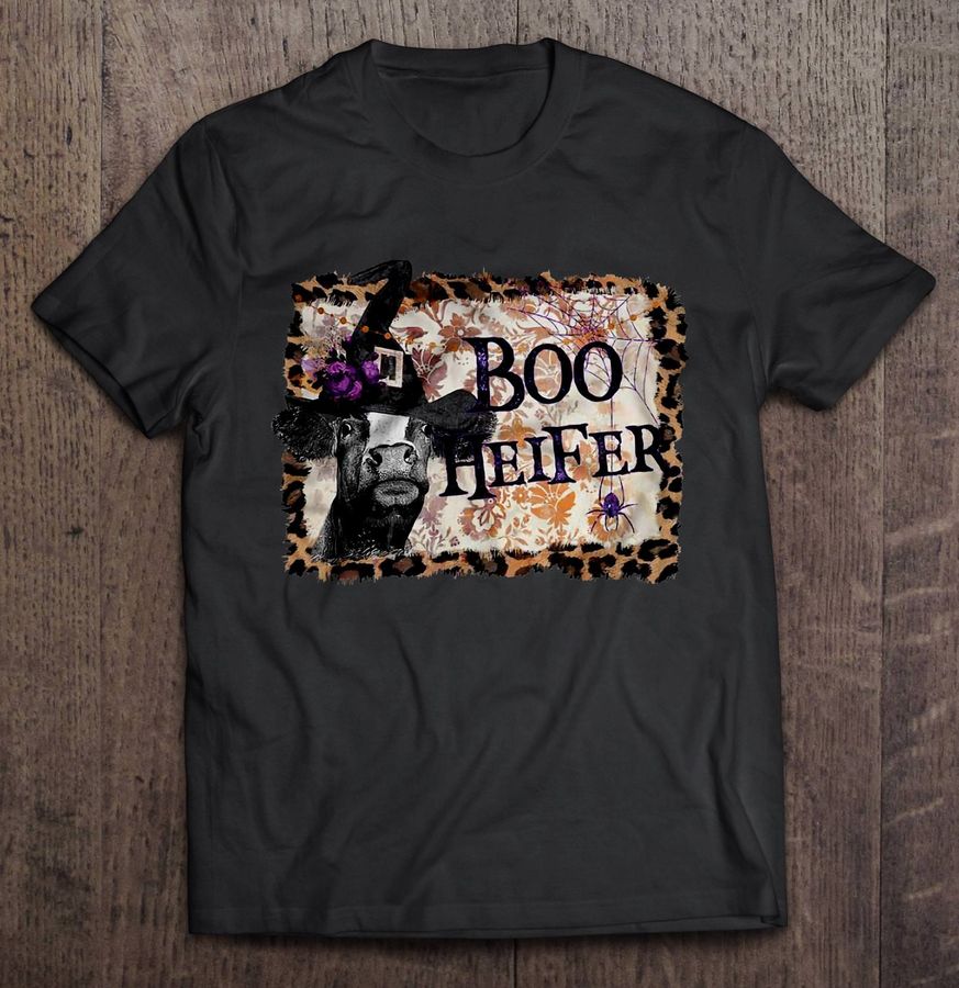 Boo Heifer Leopard Frame Halloween Black TShirt
