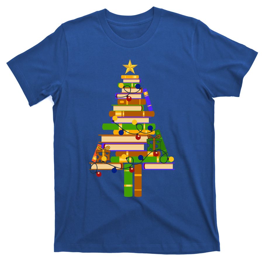 Book Xmas Tree Light Reading Books Librarian Family Matching Gift T-Shirts