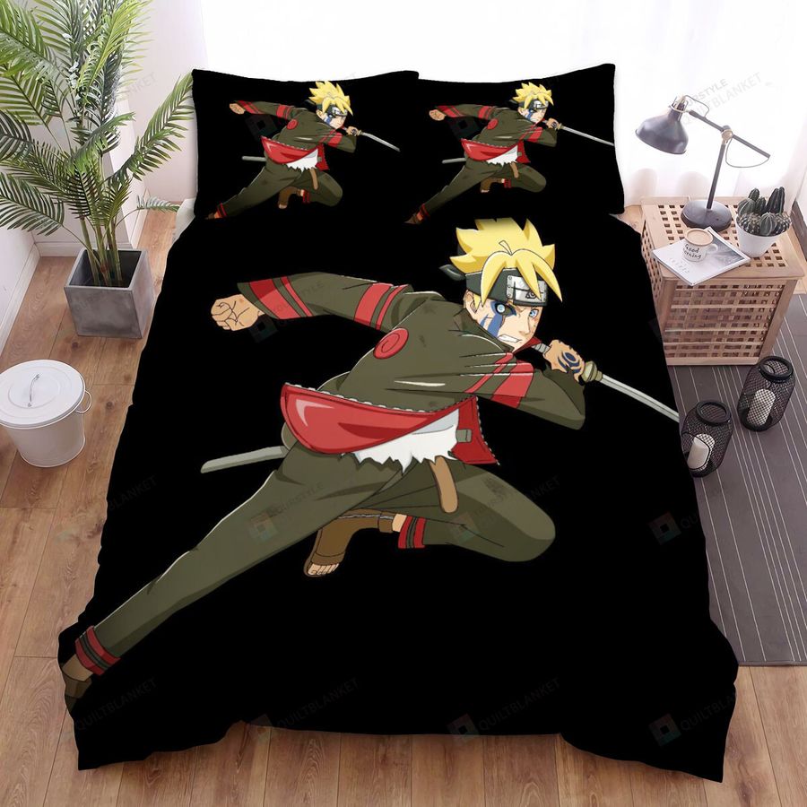 Boruto Naruto Next Generations Movie Black Background Photo Bed Sheets Spread Comforter Duvet Cover Bedding Sets