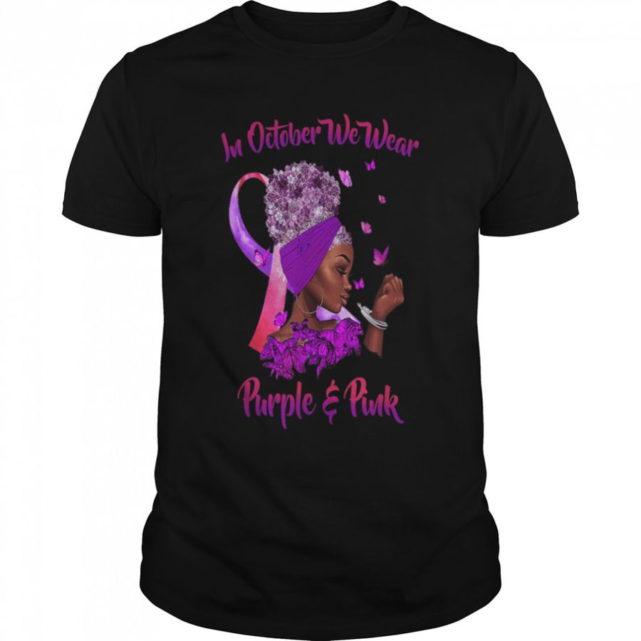 Breast Cancer and Domestic Violence Awareness Black Womens T-Shirt B09JYQTHZ7