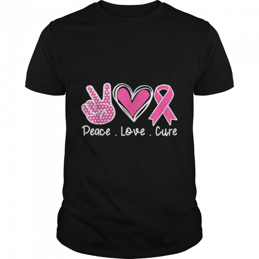 Breast Cancer Awareness Costume Pink Peace Love Cure Faith T-Shirt B09JYNBDHY