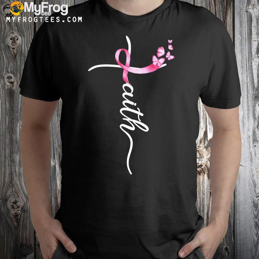 Breast cancer faith cross breast cancer awareness shirt