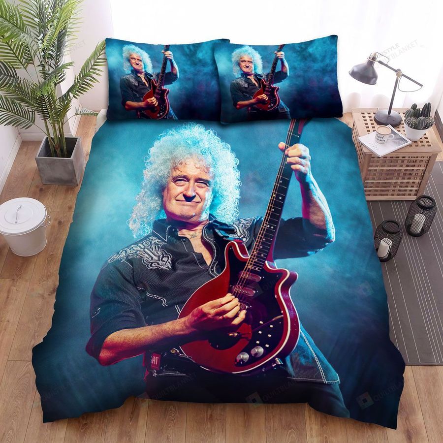 Brian May Musician Singer Playing Guitar On Stage Bed Sheets Spread Comforter Duvet Cover Bedding Sets