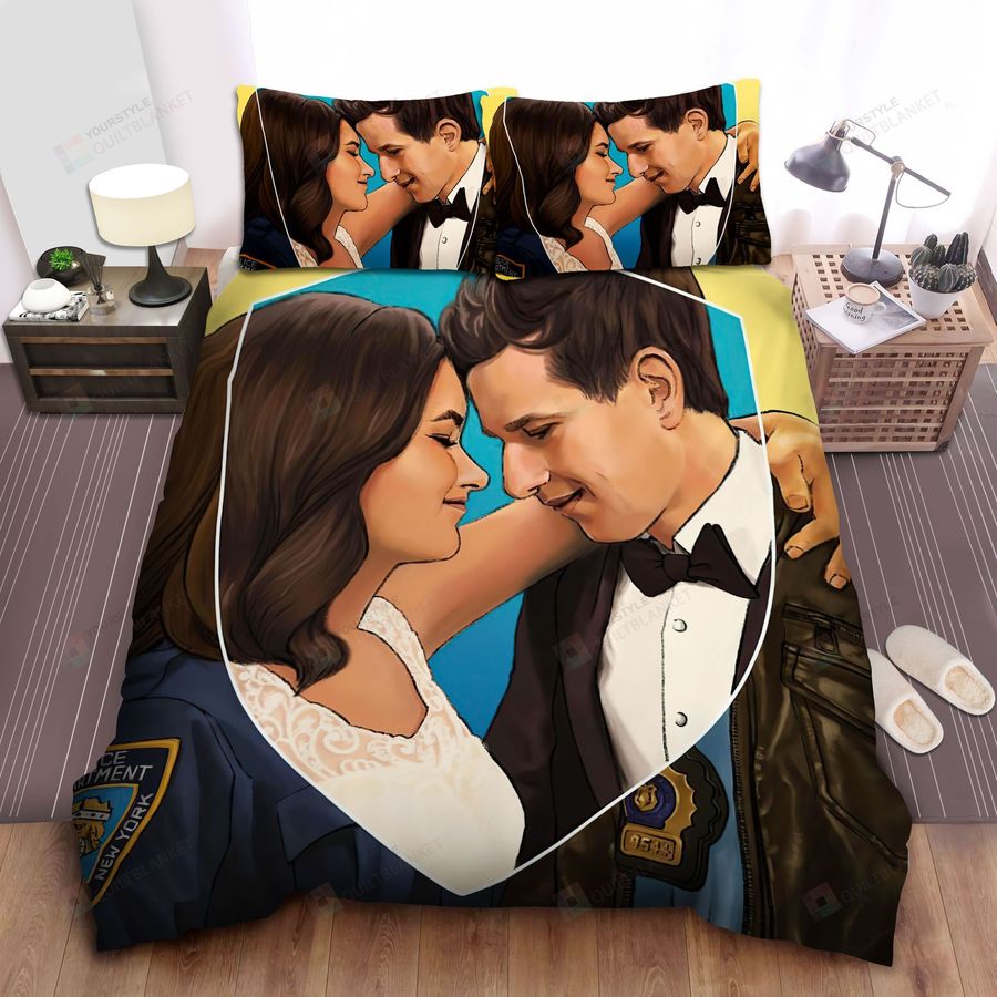 Brooklyn Nine Nine Jake And Amy's Love Story Art Bed Sheets Spread Comforter Duvet Cover Bedding Sets