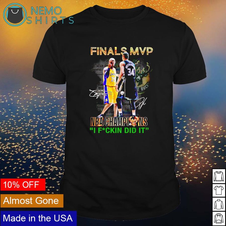 Bryant and Antetokounmpo finals MVP NBA champions shirt