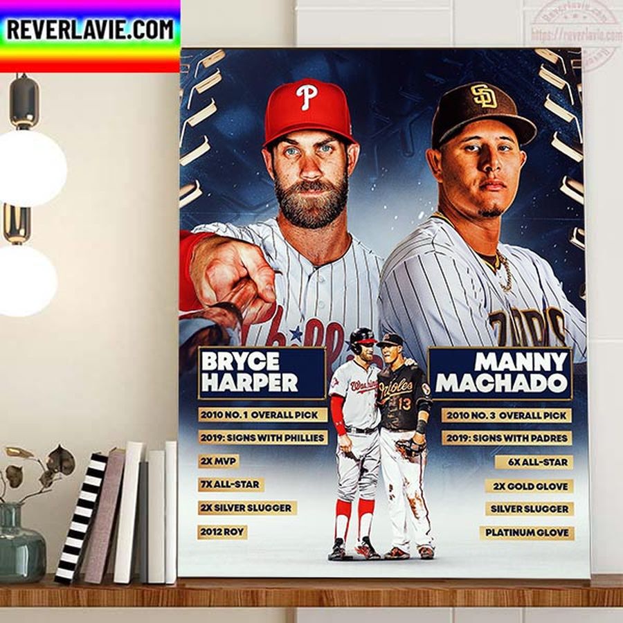 Bryce Harper And Manny Machado Face Off In The World Series 2022 MLB Postseason Home Decor Poster Canvas