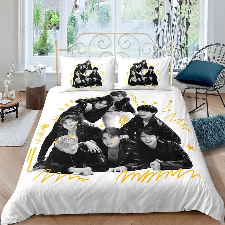 BTS Kpop Boygroup Bedding Set Best Gift For BTS Lovers Kpop Lovers Bed Sheets Spread Comforter Duvet Cover Bedding Sets