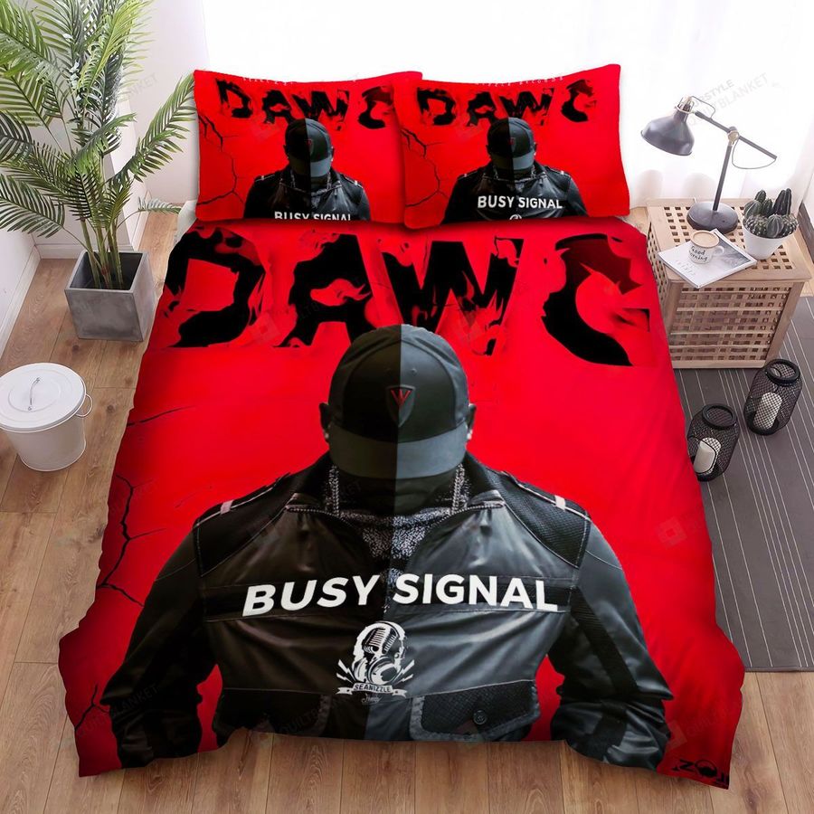 Busy Signal Dawg Album Music On Red Background Bed Sheets Spread Comforter Duvet Cover Bedding Sets