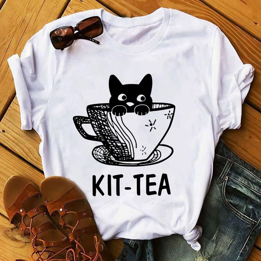 Cat And Cup Kit Tea Basic Shirt