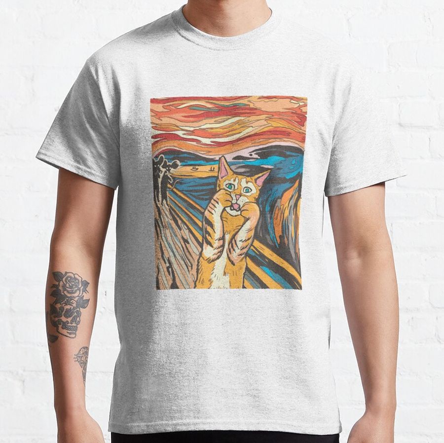 Cat Scream Munch based Classic T-Shirt