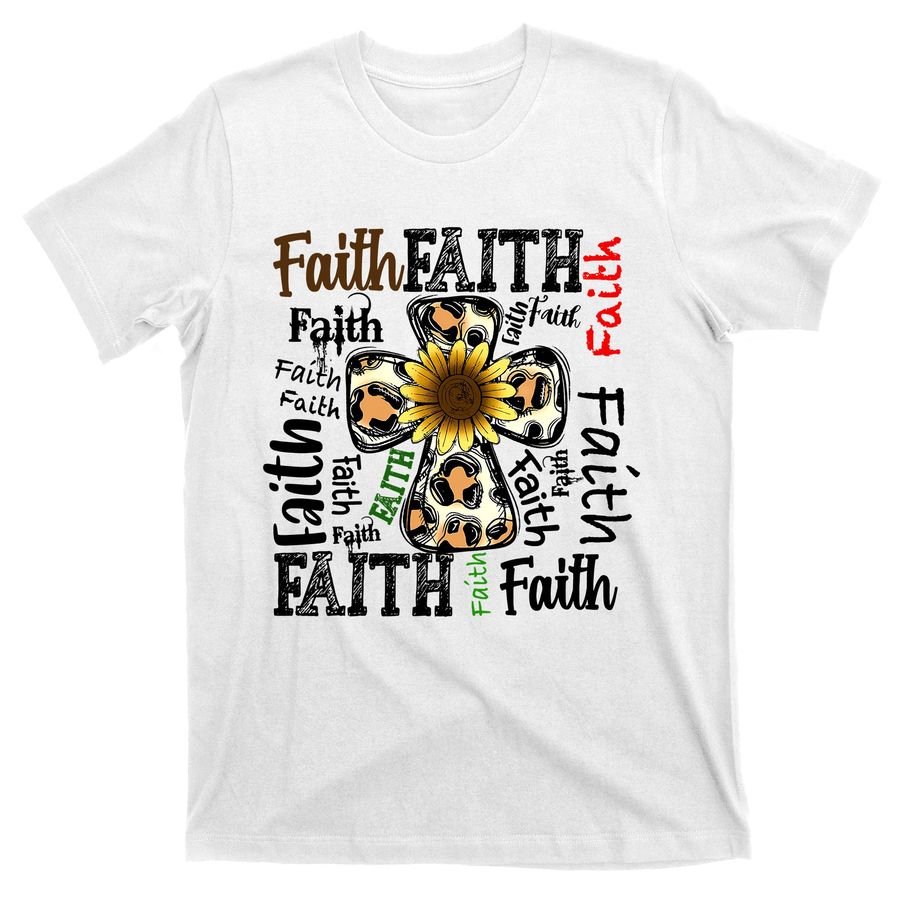Cheetah Cross Jesus Faith Christian Religious Leopard T-Shirts