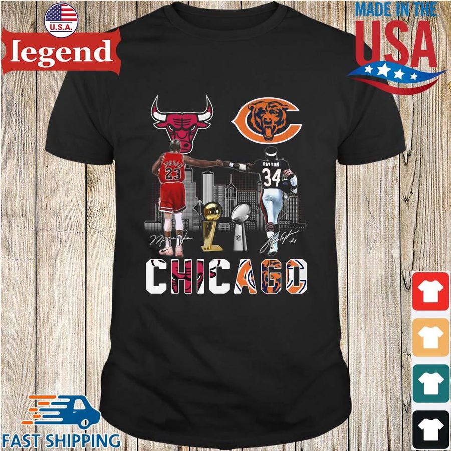 Chicago Bulls Michael Jordan And Walter Payton Chicago Bears Signatures Shirt