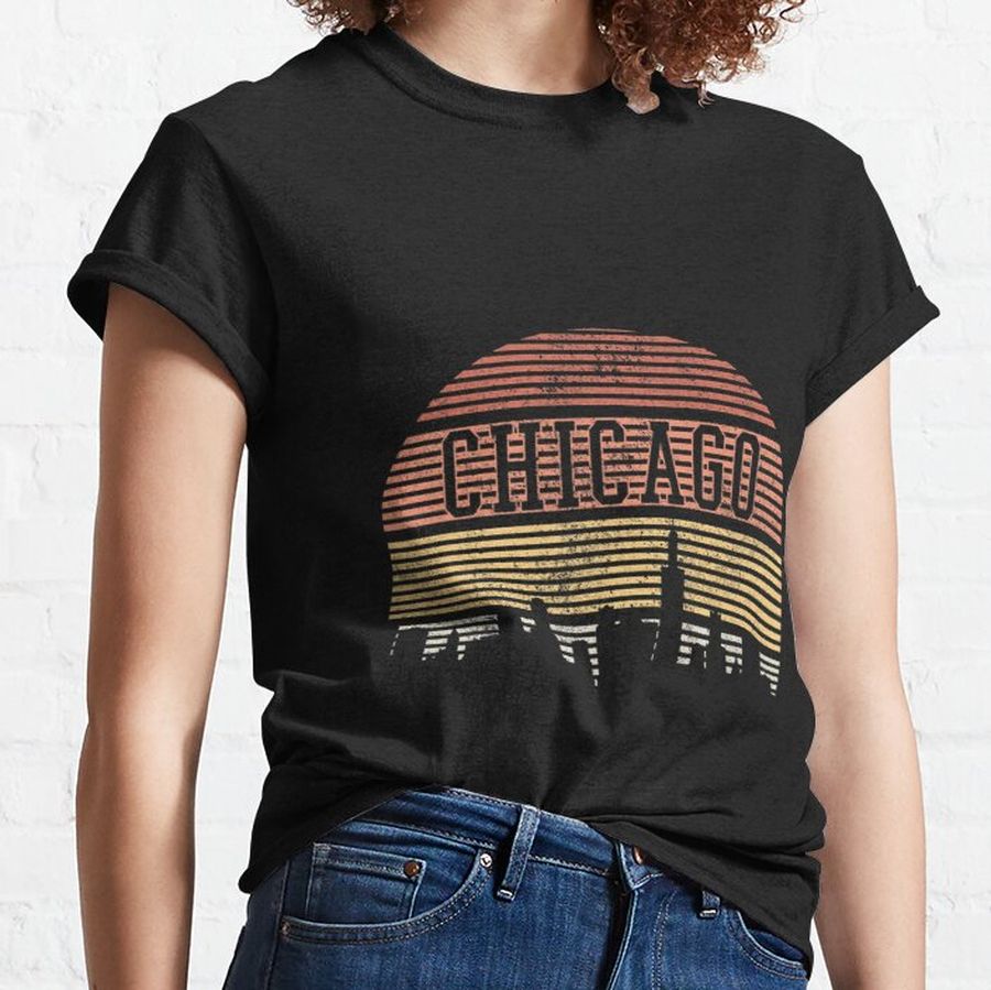 Chicago Skyline - Vintage Retro Illinois Souvenir Gift Classic T-Shirt