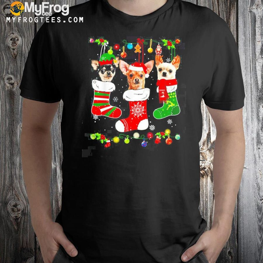 Chihuahua Christmas lights gift funny xmas dog lover shirt