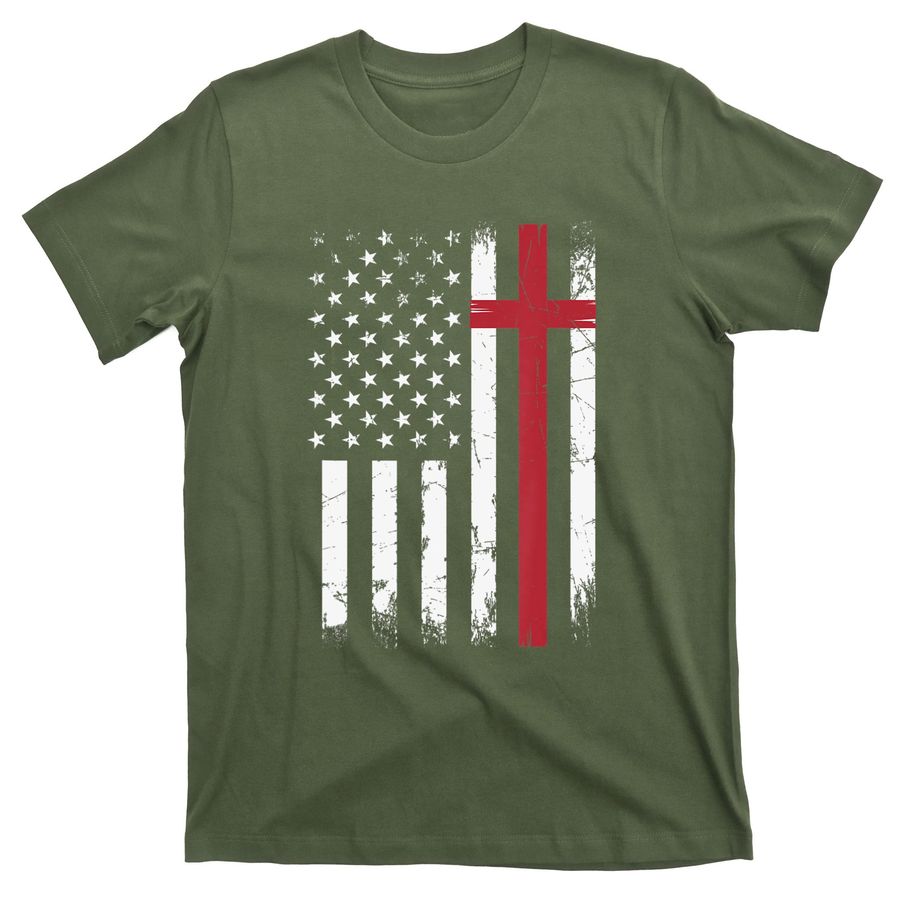 Christian American Flag Usa Patriotic God Proud Christianity T-Shirts