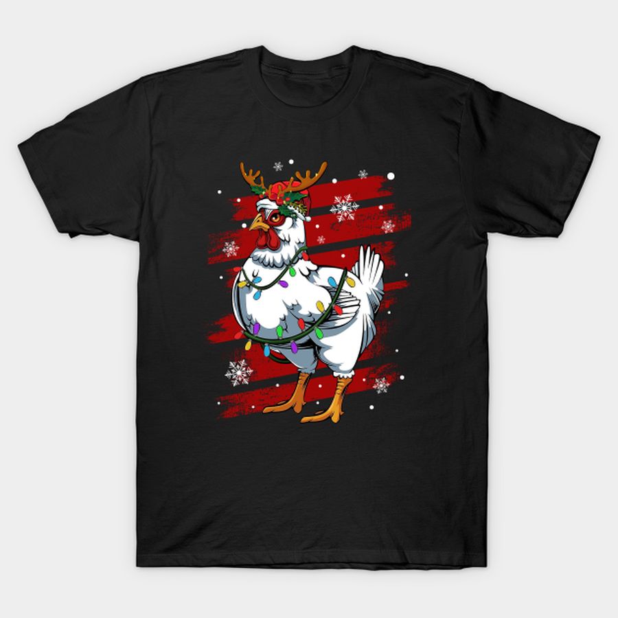 Christmas Chicken Reindeer Antlers Lights Pajama Funny Gifts T Shirt, Hoodie, Sweatshirt, Long Sleeve