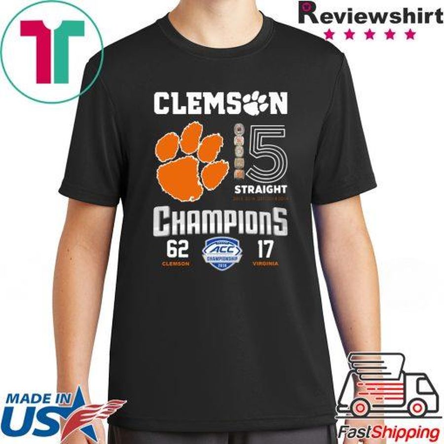 Clemson Tigers 15 Straight Champions Clemson 62 – 17 Virginia shirt