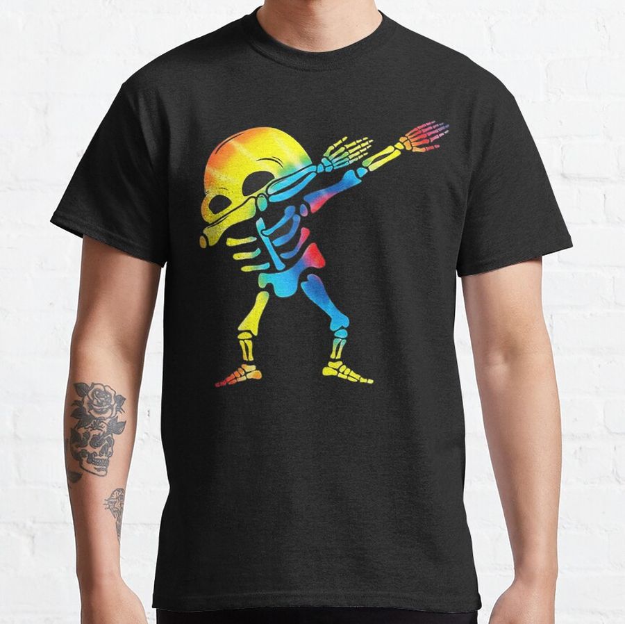 Colorful Dabbing Halloween Boys Skeleton Zombie Scary Classic T-Shirt