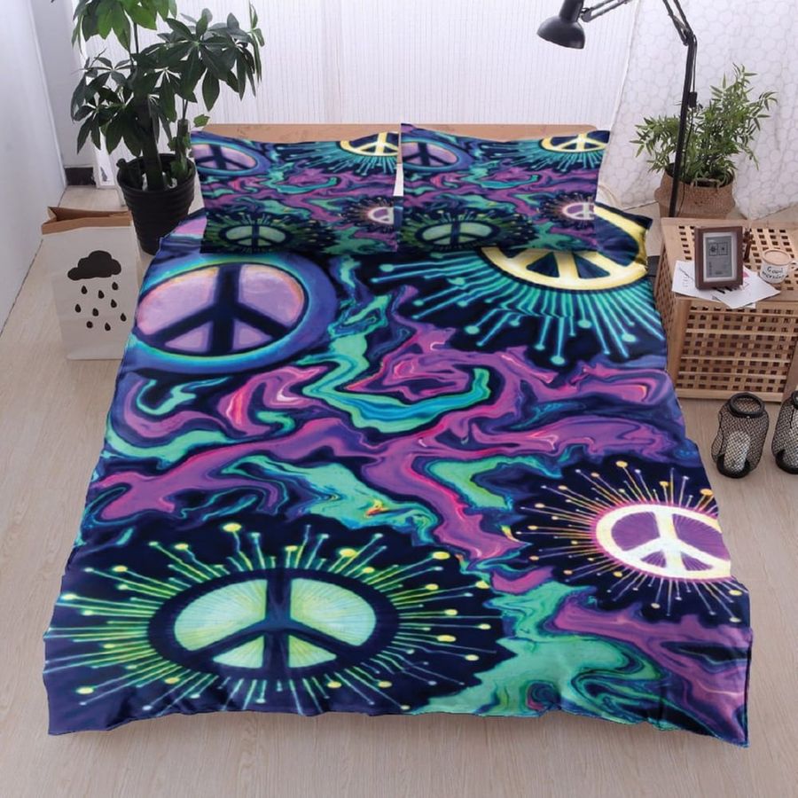 Colorful Hippie Symbol Bedding Set Duvet Cover Set