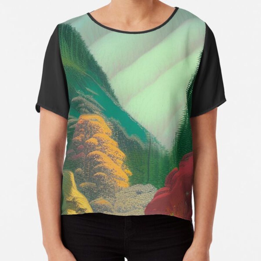 Colorful Nature In Mystic Forest Chiffon Top