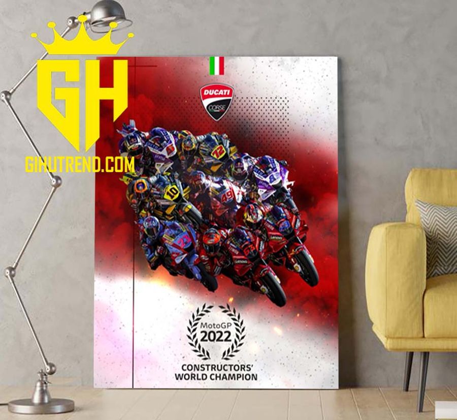 Congratulation Ducati Moto GP 2022 Constructors World Champion Poster Canvas
