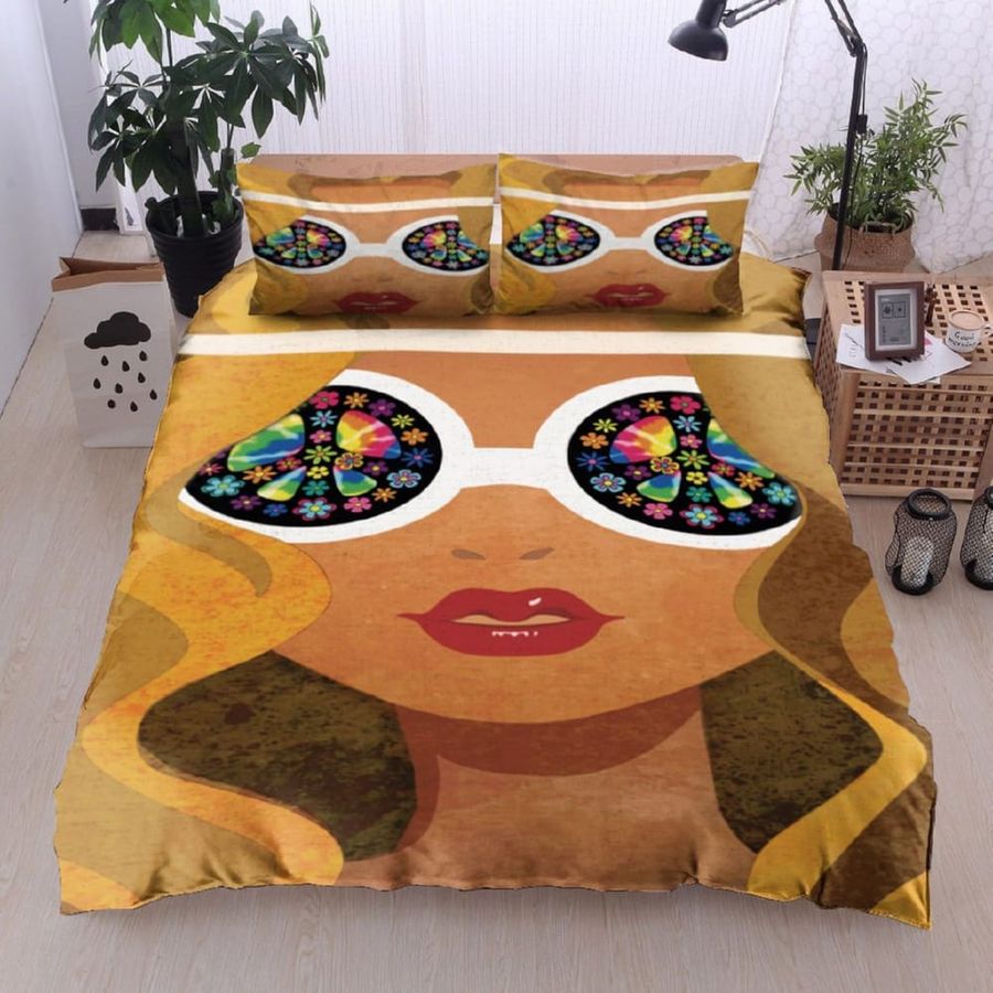 Cool Hippie Girl Bedding Set Duvet Cover Set