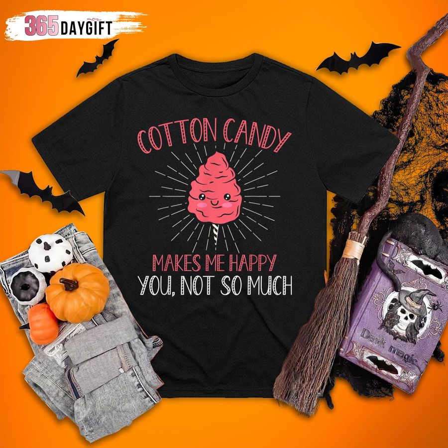 Cotton Candy Makes Me Happy Trick Or Treat Pumpkin Halloween T-Shirt