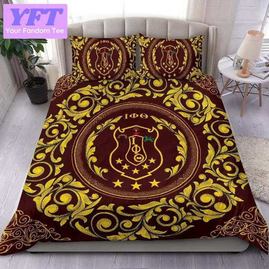 Crest Mandala Pattern Black Greek Iota Phi Theta 3d Bedding Set