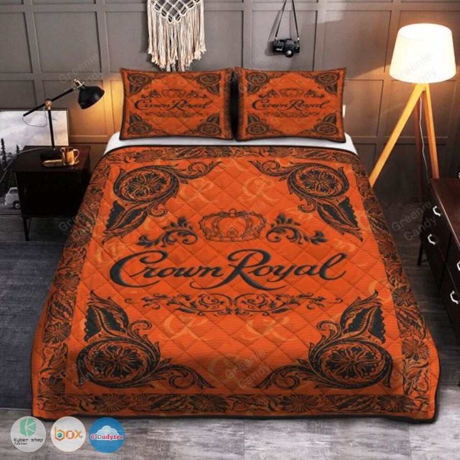 Crown Royal Peach Whisky CR orange Bedding Set