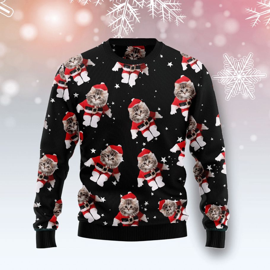 Custom Cat Face Christmas Sweater 3D