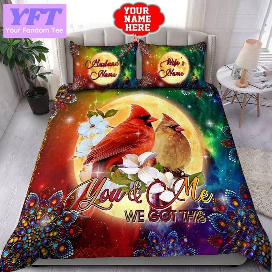 Customized Name Cardinal Couple 3d Bedding Set