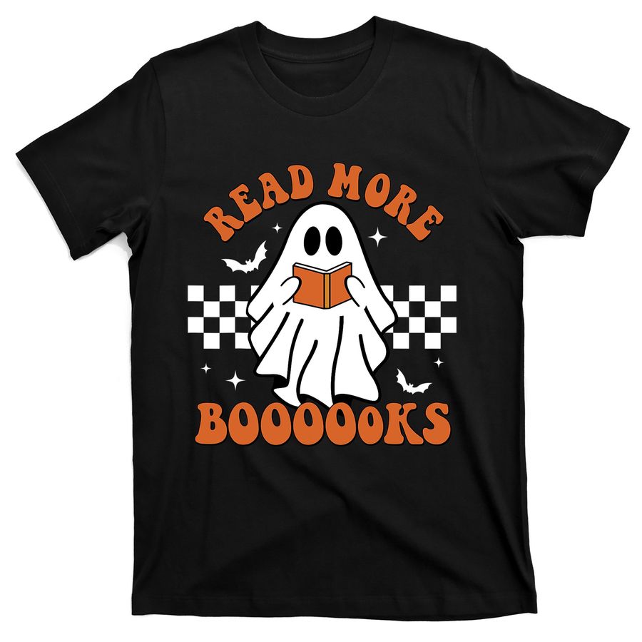Cute Booooks Ghost Read More Books Funny Teacher Halloween T-Shirts