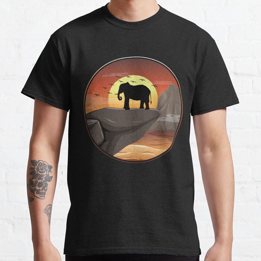 Cute Elephant Silhouette whit Sunset Nature Lover T-Shirt Earth Day Classic T-Shirt