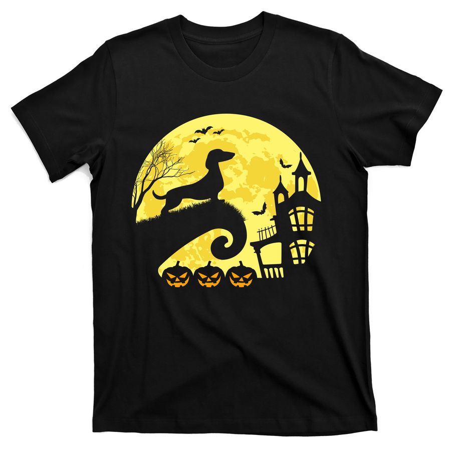 Dachshund And Moon Halloween For Dachshund Lovers T-Shirts