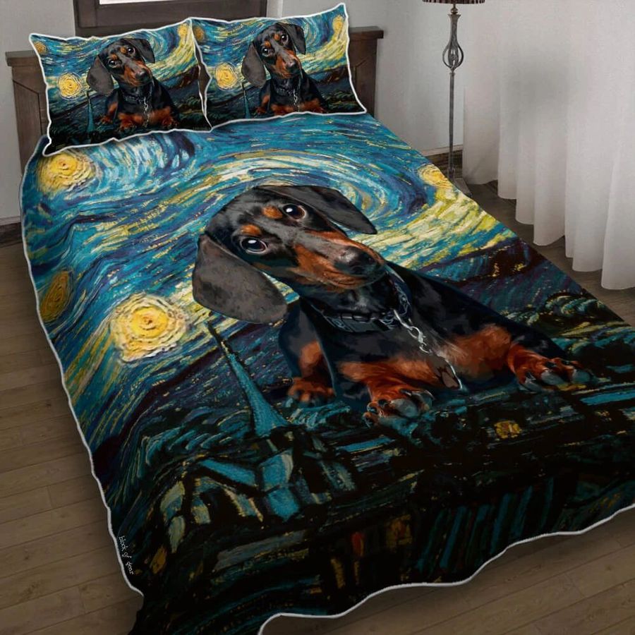 Dachshund Starry Night V Quilt Bedding Set