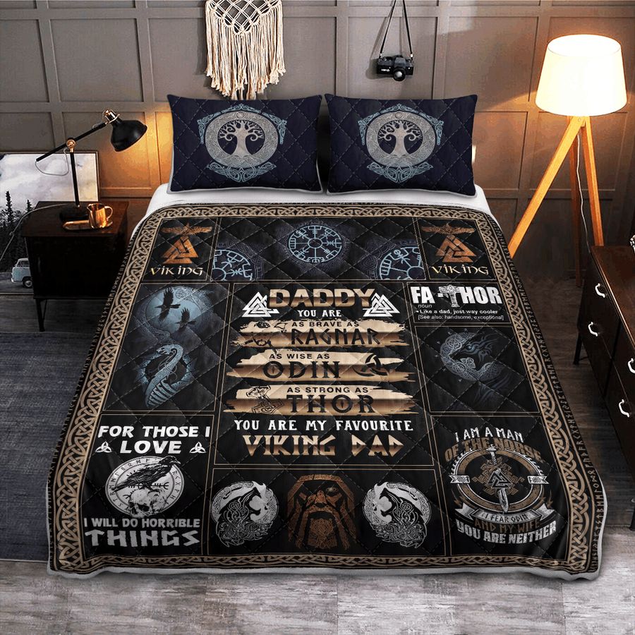 Daddy You Are My Favoutite Viking Dad Quilt Bedding Set