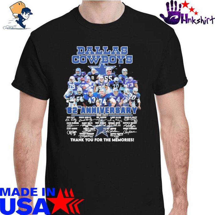 Dallas Cowboys 62th anniversary 1960 2022 thank you for the memories signatures shirt