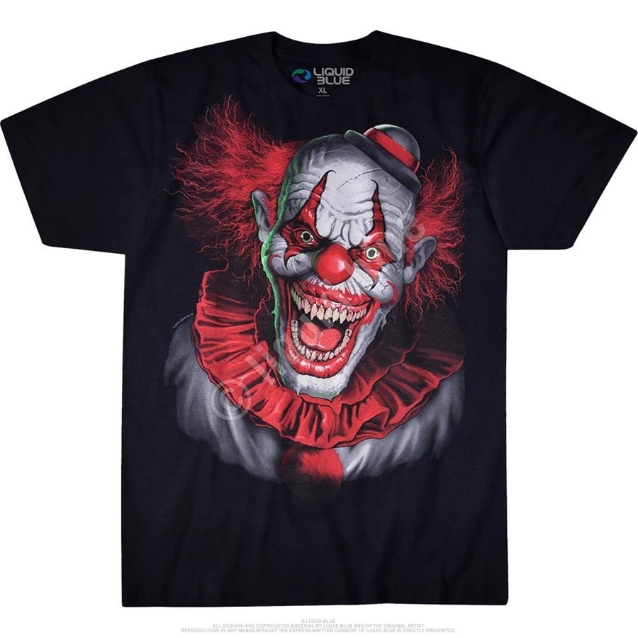 Dark Fantasy Scary Clown Black T-Shirt - Special Order