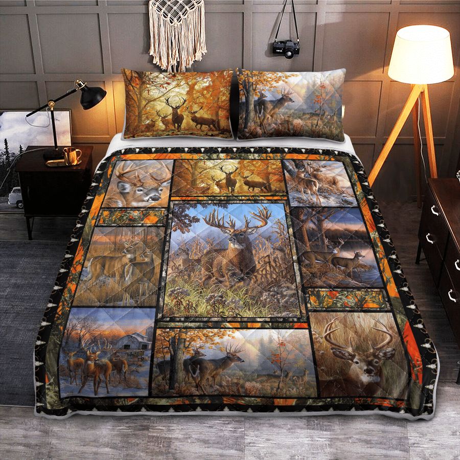 Deer Outside Quilt Bedding Set