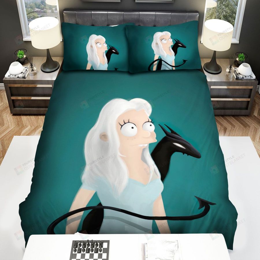 Disenchantment Queen Bean And Luci Illustration Bed Sheets Spread Duvet Cover Bedding Sets