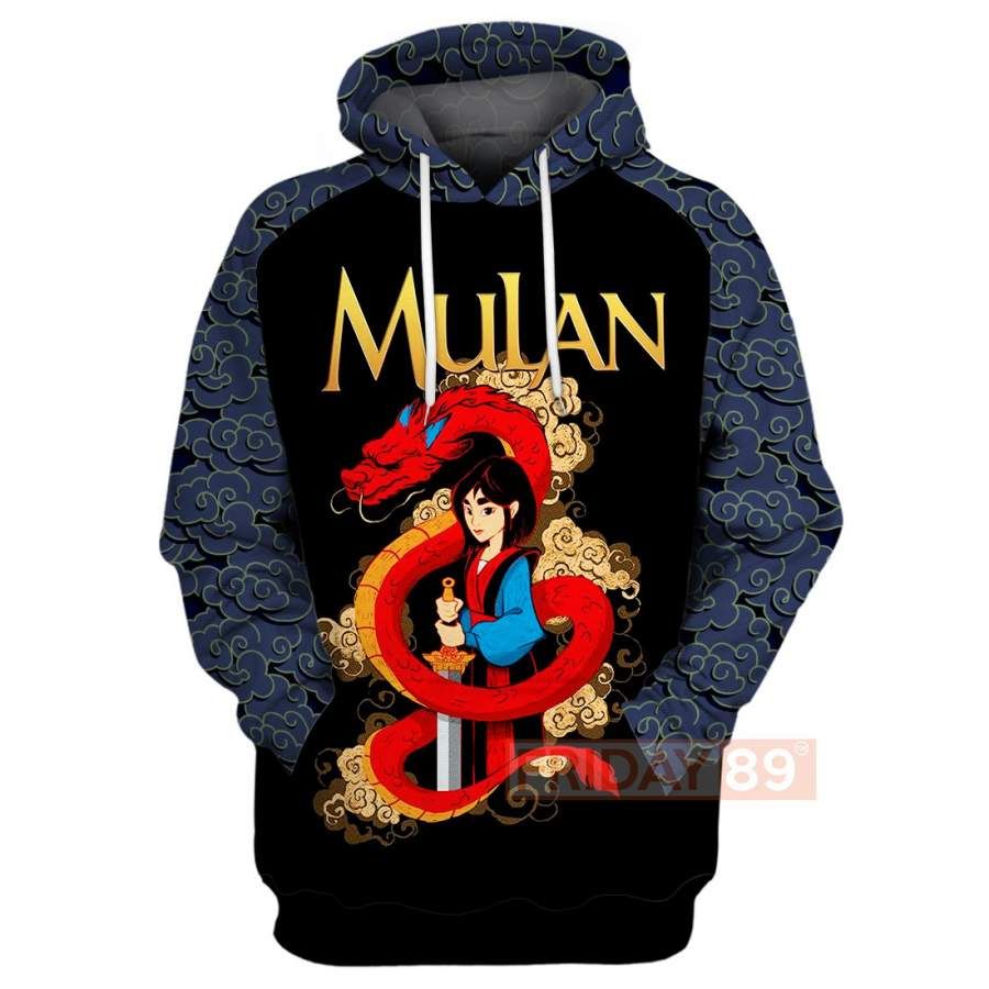 DN Princess Hua Mulan & Mushu Dragon Cartoon Art 3D Print Hoodie T-shirt