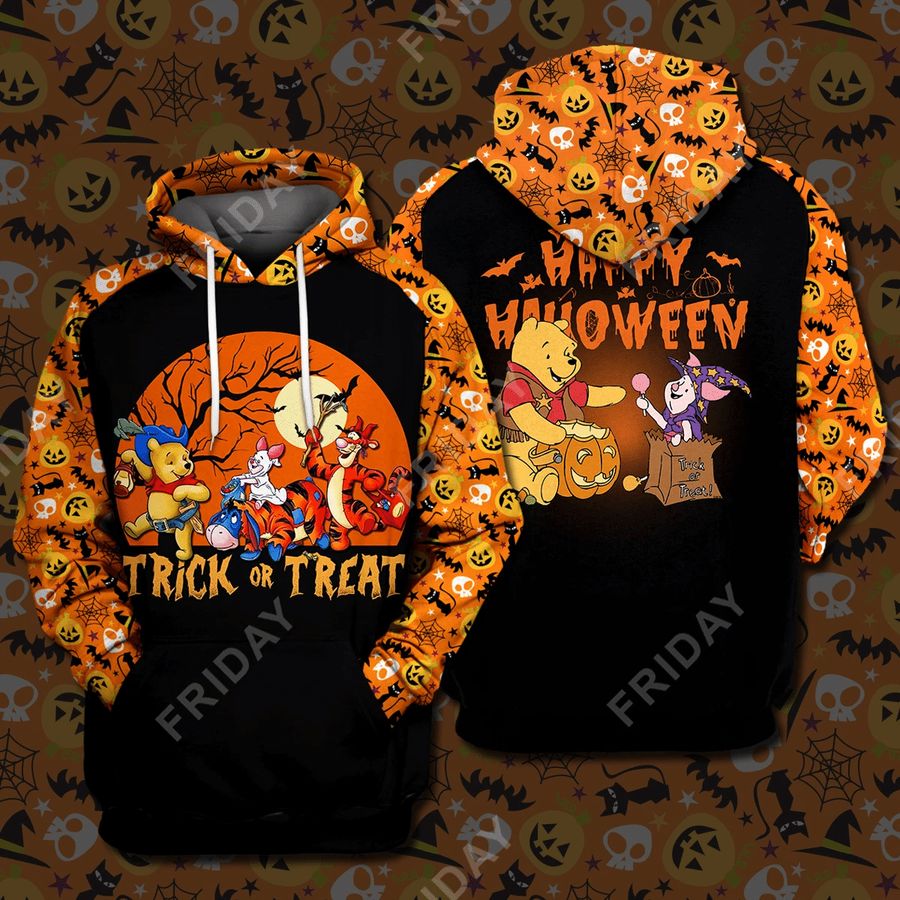 Dn T-Shirt Winnie Pooh Trick Or Treat Happy Halloween T-Shirt Hoodie Adult Full Print