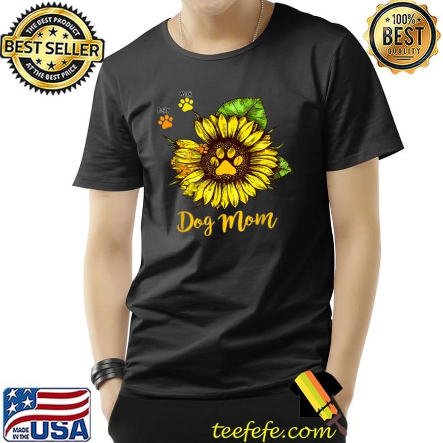 Dog Mom Sunflower Outline T Shirt