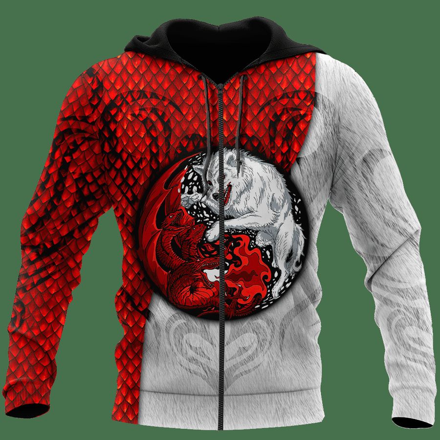 Dragon and wolf hoodie shirt for men and women AM092030