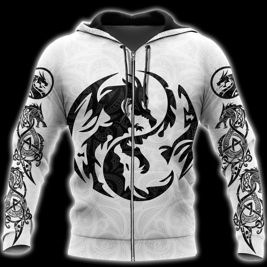 Dragon tattoo white black 3D hoodie shirt for men and women DD10082004