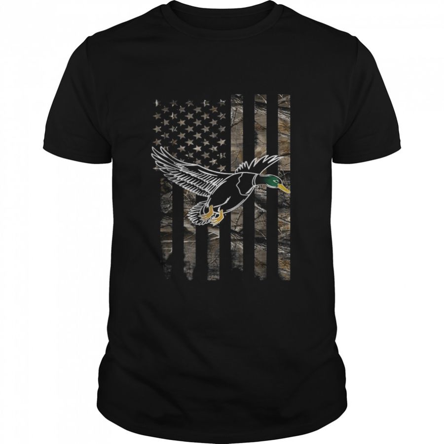 Duck Hunting American Real Tree Flag – Love Hunting T Shirt