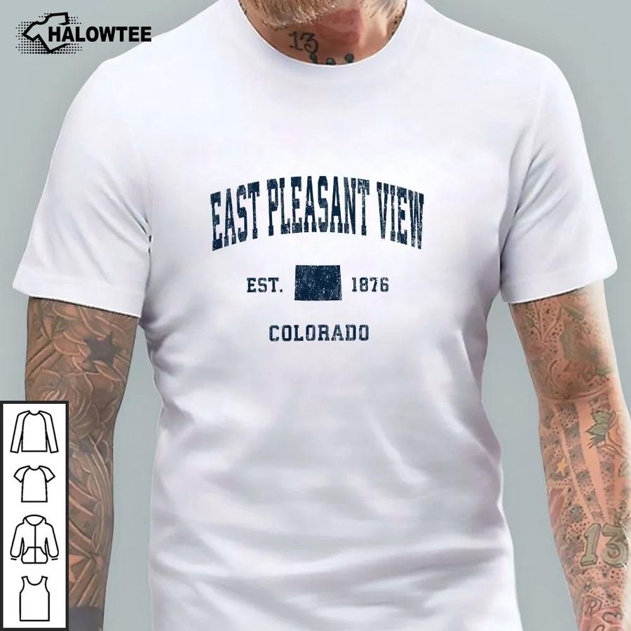 East Pleasant View Colorado Co Est 1876 Shirt Vintage Athletic Navy Sports Design Cool Old School Logo